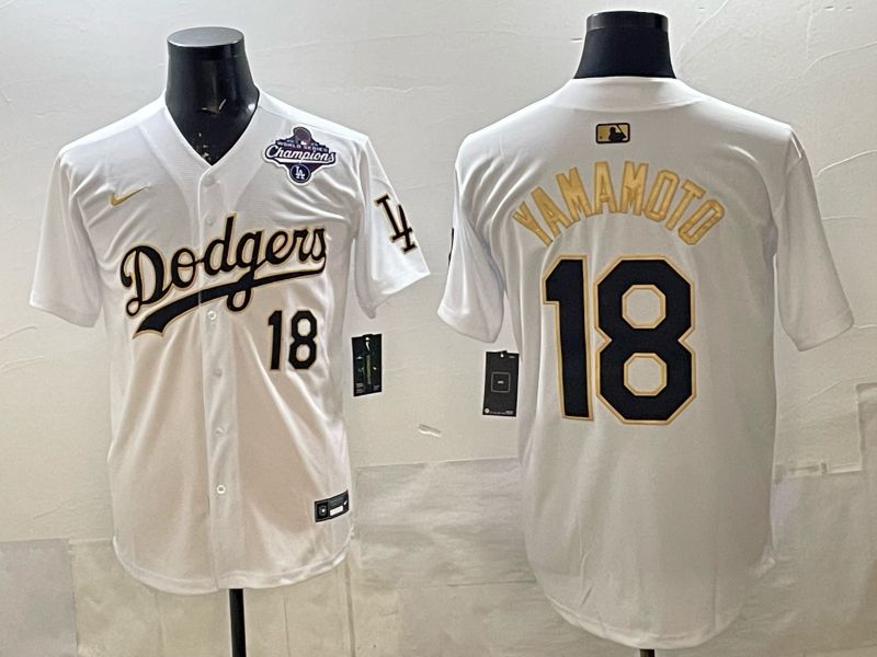 Men 2026 Nike Los Angeles Dodgers #18 Yamamoto White Game MLB Jersey 07->los angeles dodgers->MLB Jersey